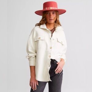 COFFEESHOP Fleece Shacket - XL - Cream - EUC